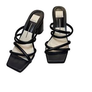 Dolce Vita Patsi Heel Sandals Womens 8 Black Strappy Mule Block Heel Square Toe